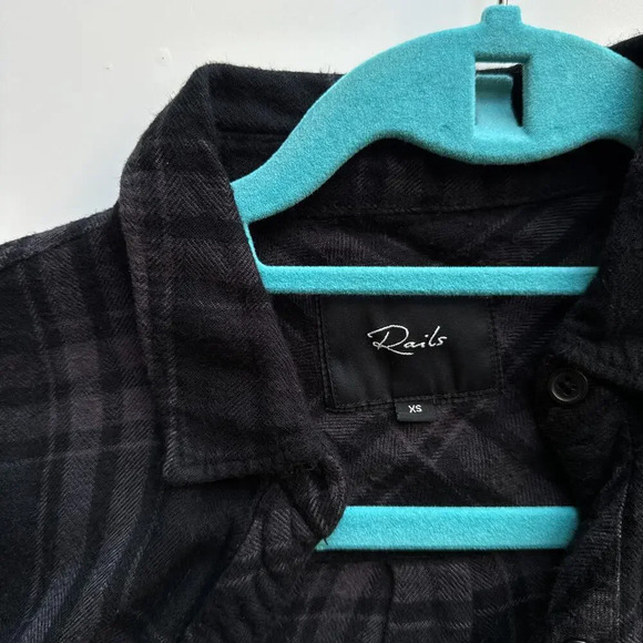 Rails Plaid Hunter Black Grey Long Sleeve Button Down Womens XS - Picture 2 of 10